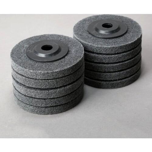 10Pcs 100mm 4" Nylon Fiber Polishing Wheels Rotary Buffing Grinding Pad Mop Discs 16mm Hole for Angle Grinder Use Abrasive Tools