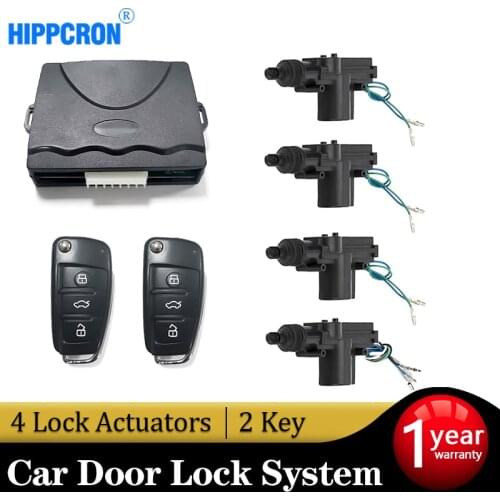 Car Lock Door Remote Control Keyless Entry System Locking Kit with 4 Door Lock Actuator Universal 12V