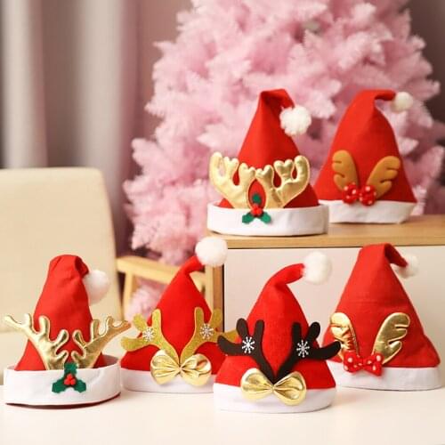 New Year Merry Christmas Decorations Hat Up Cap Thick Plush Warm Hat For Kids Children Gift Warm Winter 2021