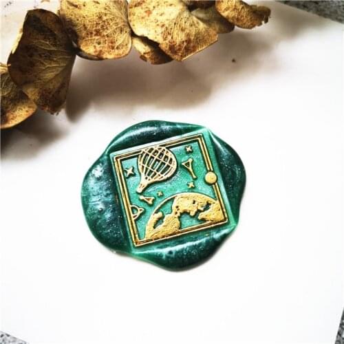 Romantic hot air balloon Earth stamp head of Retro Wood Stamp Sealing Wax Seal Stamp Wedding Decorative sealing Stamp wax seals