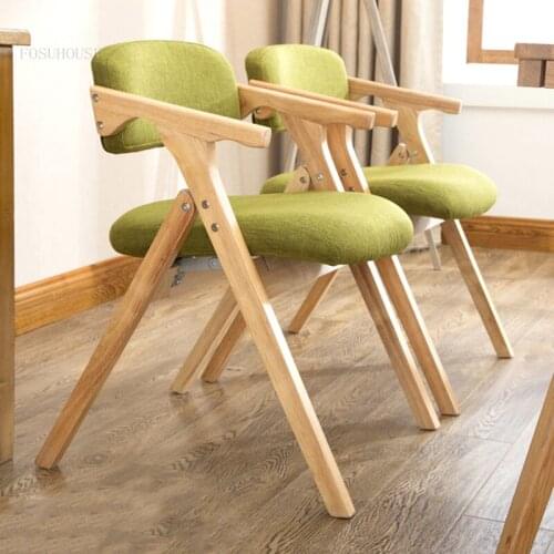 Nordic Solid Wood Living Room Leisure Chairs Modern Simple Home Furniture Folding Chair Fabric Balcony Hotel Armrest Back Chair
