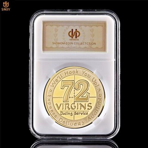 USA Army Marine Corps Military Challenge Souvenir US 72 Virgins Dating Service Gold Token Collectibles Coin W/PCCB Box