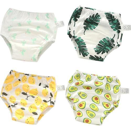4 pcs Cloth Diapers Cotton Washable Baby Nappies Reusable Potty Training Pants Waterproof Infant Boys Girls Underwear Panties