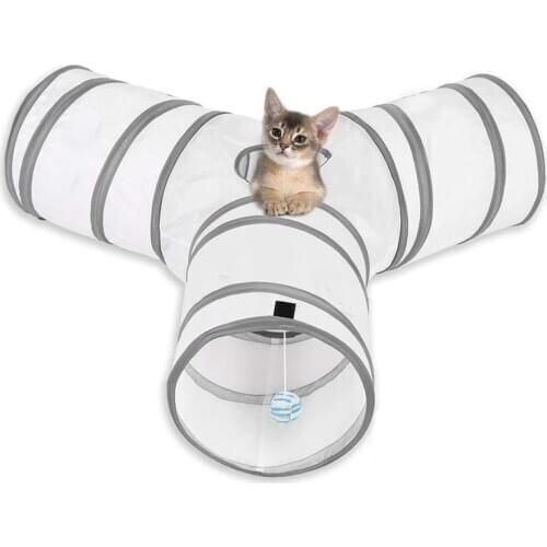 Cat Tunnels for Indoor Cats Kitten Play Tunnel Pet Tunnel 3 Way Crinkle Collapsible Tube Toy Tunnel for Cats Kitty