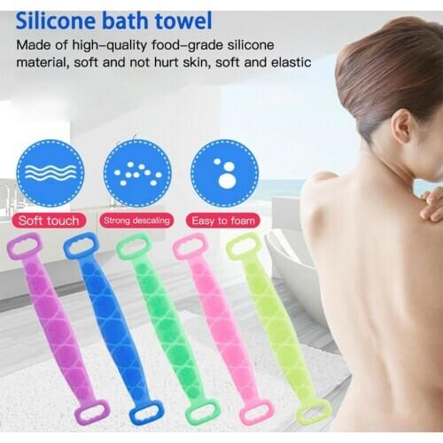 Magic Silicone Brushes Bath Towel Rubbing Back Wash Band Strap Shower Scrubber Silicone Exfoliating Clean Skin Scrubbing Tool