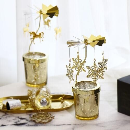 Rotating Golden Candle Holder Metal Romantic Creative Candle Holder Dining Table Center Bougie Mariage Candlesticks DD60ZT