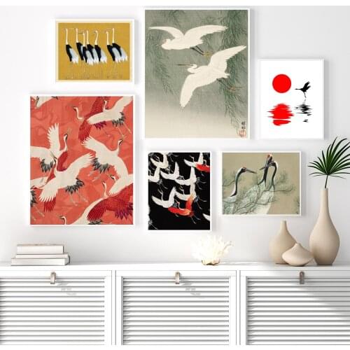 Japanese Woodblock Print Myriad of Flying Cranes Japan Canvas Poster Vintage Exotic Birds Painting Wall Art Picture Home Decor