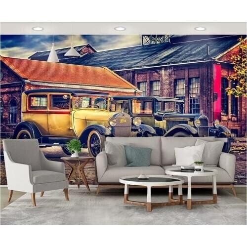 Custom mural 3d photo wallpaper European retro town vintage classic car home decor living room wallpaper for walls 3 d
