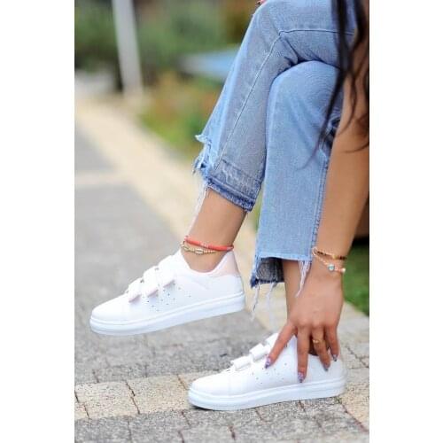 A1602-20BeyazPembe Pink Potin Women White Pink Shoes A1602-20