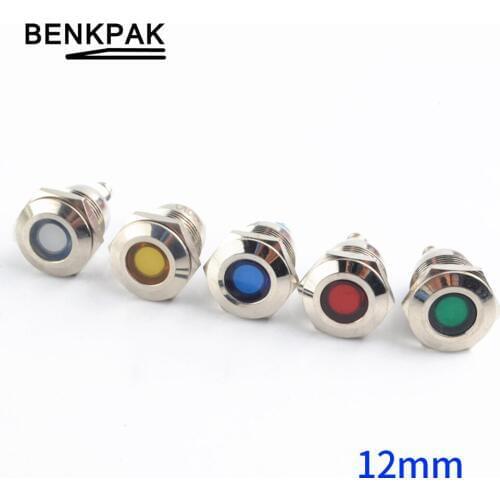 1PC LED Metal Indicator light 12mm waterproof Signal indicator lamp LIGHT 5V 12V 24V 220V screw connector light for motor bike
