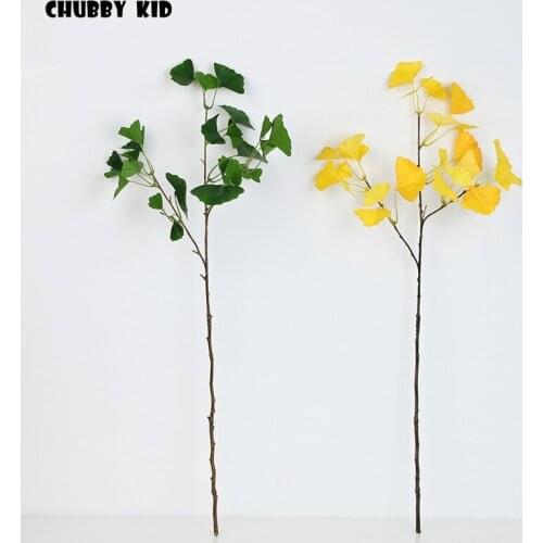 12pcs! wholesale 70cm real touch artificial 3 forks ginkgo leaves fake green plants / leaf Landscape engineering landscaping