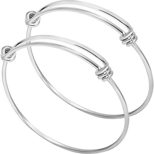 2pcs New Fashion Stainless Steel Bangle Bracelet Anklet Adjustable Mens And Women Jewelry Making