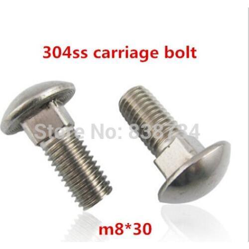 20pcs a2 70 304 stainless steel round head carriage bolt m8*30