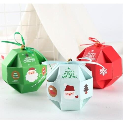20Pcs/Lot Jewelry Boxes And Packaging Candy Box Wedding Gift Santa Claus With Ribbon Bell Birthday Christmas Decorations Present