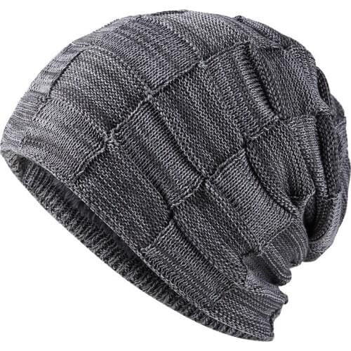 2021 Autumn/winter New Versatile Two-color Square Pullover For Men Knitted Hat Plus Velvet Ear Protection To Keep Warm