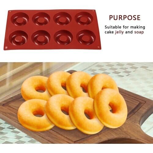 8-Cavity Donut Silicone Mold Doughnut Cake DIY Baking Mould Chocolate Muffin Pan Ice Tray Kitchen Cake Baking Tools