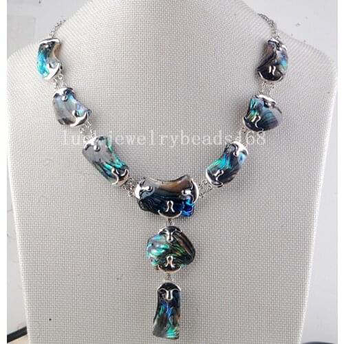Free shipping Fashion Jewelry Beautiful New Zealand Ablone Shell Art Necklace FG6726