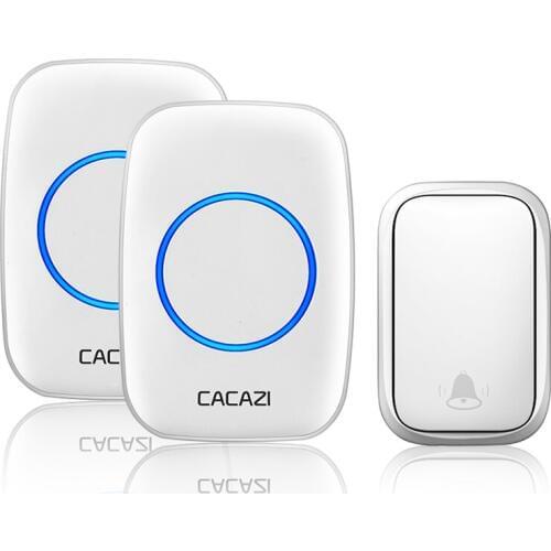 CACAZI Wireless No Battery Required Doorbell Transmitter Intelligent Home Self-powered Call Door Bells Ringbell 220V White
