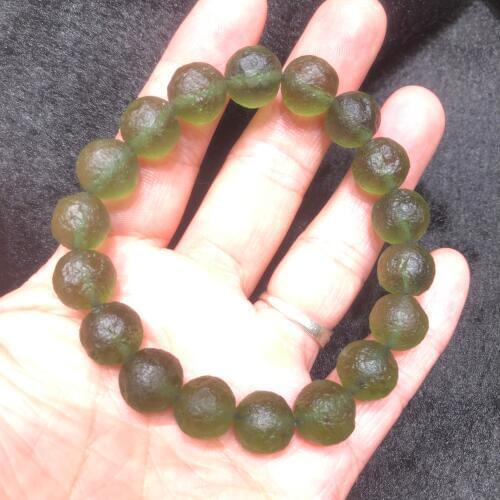 Natural Czech meteorite boulder crystal energy stone bracelet