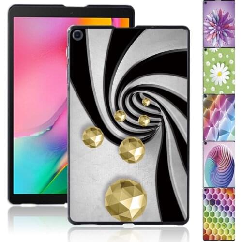 Tablet Case for Samsung Galaxy Tab A 10.1 Inch 2019 T510/T515 3D Pattern Casual Plastic Protective Back Shell Cover+ Free Stylus