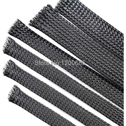 20M 8mm Black Nylon Braided Cable Sleeving black Snakeskin Protecting PET Nylon Sleeve Expandable Sleeves