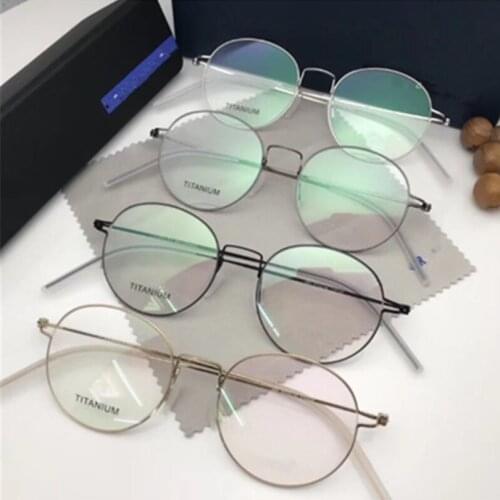 2021 Retro Round Titanium Gasses Frame Men No Screw Eyewear Myopia Optical Prescription Eyeglasses Women Oculos De Grau