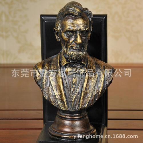 European and American home-style American president Abraham Lincoln head bookends books decoration retro book by TV cabinet