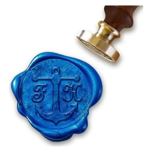 Personalized Monogram 2-Initial Custom Wax Seal Stamp 1" Die- #3393 French Script Font with Anchor