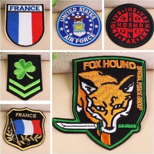 Creative personality Flag Badge Lucky clover Embroidered Iron Patches Clothing DIY Stripes Clothes Custom Stickers Fox Badges