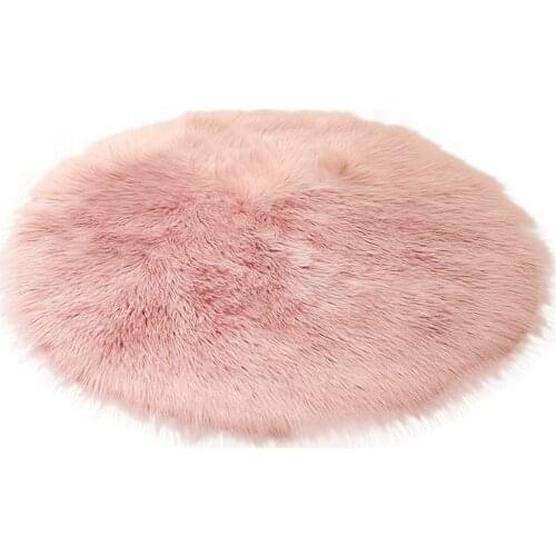 Round Soft Faux Sheepskin Fur Area Rugs for Bedroom Living Room Imitation Wool Carpet White Faux Fur Rug Bedside Rugs