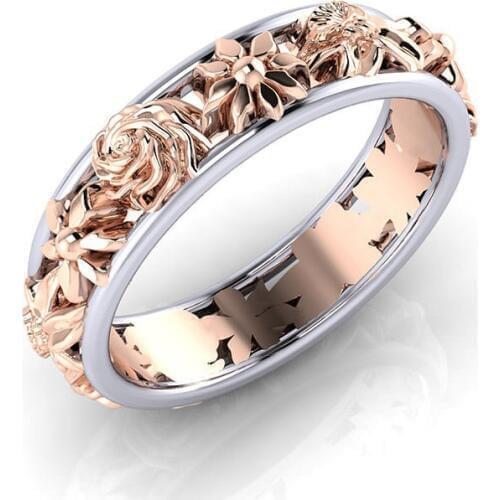 Fashion Beautiful Hollow Flower Ring For Women Adjustable Wedding Engagement Rings Jewelry Rosy Gold Summer Style Rings Gift