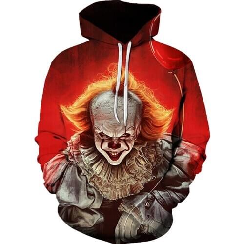 Men Horror Clown Autumn 3D Printed Hoodies Men Women Couple sweatshirt Halloween Casual Pullovers Streetwear Tops