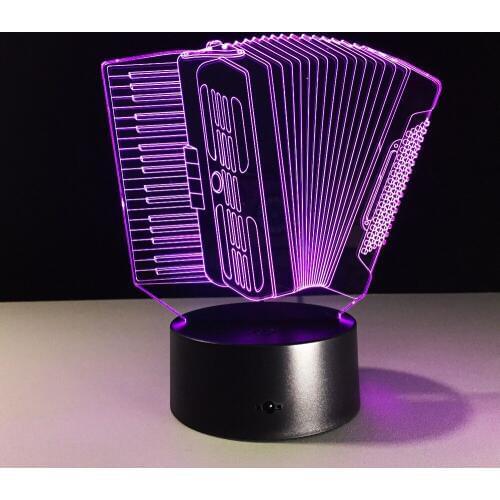 Music Instrument Accordion 3D USB LED Lamp Romantic 7 Colors Changing Mood Atmosphere Table Decoration Night Light Gift