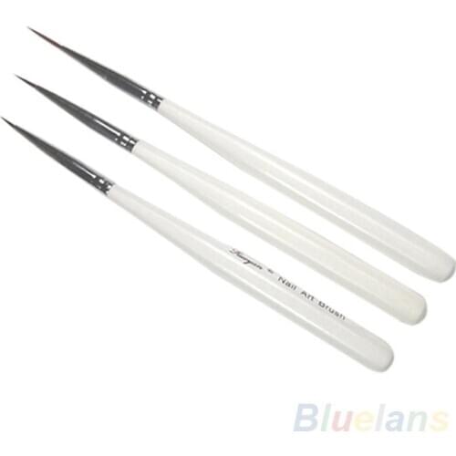 3Pcs Acrylic Nail Art Brush Liner Painting Drawing Pen Manicure Tool Set Kit
