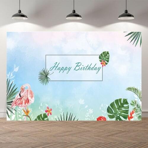 SeekPro New Born Happy Birthday Party Banner Baby Shower Flamingo Summer Studio Photo Bacdrop Photography Backgrounds Wall Paper