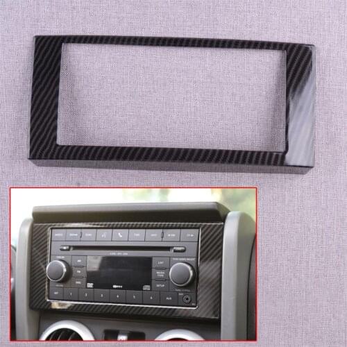 NEW Car Center Console CD Panel Cover Trim Fit for Jeep Wrangler JK 2007 2008 2009 2010 Carbon Fiber Texture Style ABS