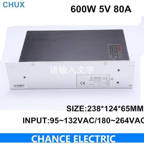 Switch power supply 5v 110 -220VAC single output input 600W for cnc led light(S-600W-5V) free shipping
