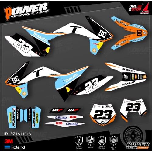 PowerZone Custom Team Graphics Backgrounds Decals 3M Stickers Kit For KTM SX SXF MX 11-12 EXC XCW Enduro 12-13 125 to 500cc 13