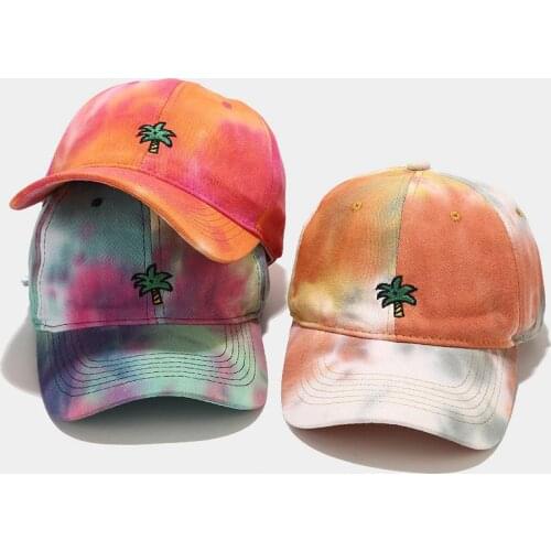 Simple Outdoor Coconut Tie-dye Baseball Cap Sunscreen Sun Hat Fashion Adjustable Men Women Couple Student Embroidery Hip Hop Hat