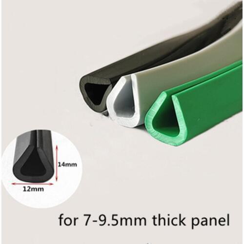 Rubber U Sealing Strip 14x12mm 9.5mm thick Glass Metal Car Wood Panel Board Round Edge Encloser Shield Green Gray Black