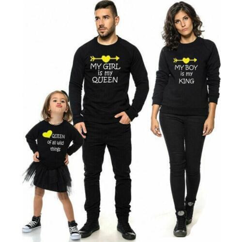 Xmas Family Matching Clothes Long Sleeve Letter T-shirts Adult Women Kid Girl Boy Pullover Tops for Mother Father Daughter Son