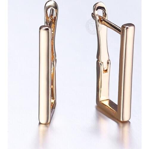 Drop Earrings For Women 585 Rose Gold Smart Rectangle Simple Dangle Earrings Girls Chic Cute Jewelry Gifts LGE332