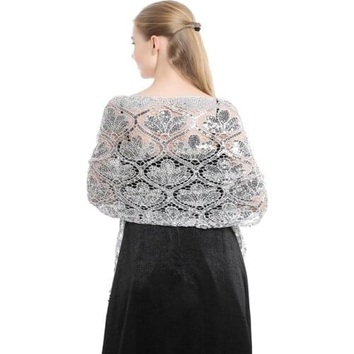 Vintage Inspired Sequin Shawl, Evening Wrap, Embroidered Sequin Fringe Shawl or Scarf