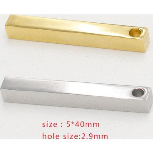Fnixtar 20pcs/lot 5*40mm Stainless Steel Stamping Bar Blank Long Square Bar Pendant Charms DIY Jewelry Making Pendants