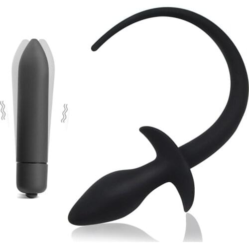 Bullet Vibrator Silicone Dog Tail Anal Plug Butt Plug Erotic Toys For Men Women G-spot Prostata Massage Anal Dilator Vibrating