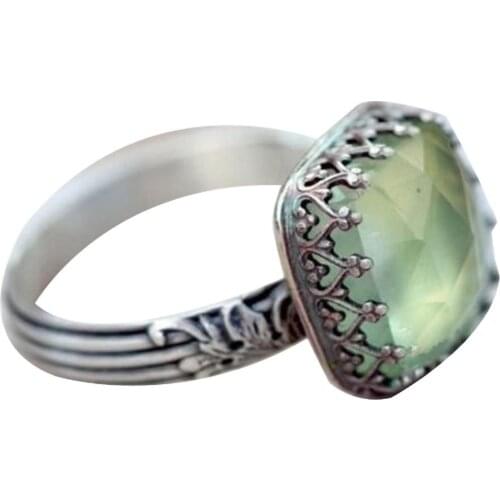 Vintage Women Rectangle Faux Inlaid Finger Ring Jewelry Gift