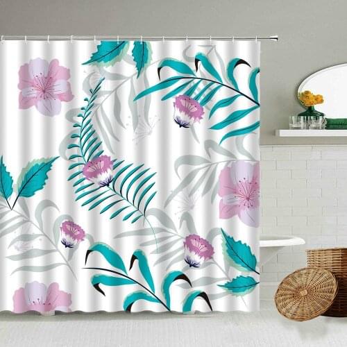 Tropical Plant Monstera Leaf Flower Waterproof Shower Curtain Summer Exotic Bathroom Accessories Hanging Cloth Screen Washable