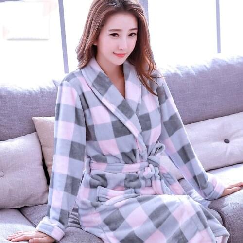 Women Bathing Robes Coral Fleece Nightdress for Female Home Clothes Floral Dressing Gown Kimono Hotel Bathrobe