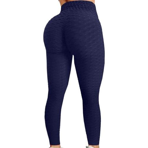 #VO High Waist Wrinkled Push Up Leggings Women Bubble Hip Lifting Exercise Fitness Running Yoga Pants Anti-cellulite Seamless