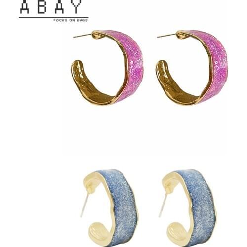 S925 Silver Needle Half Circle C-shaped Earrings Women New Retro Style Versatile Purple Circle Design Feeling Earring Fashion